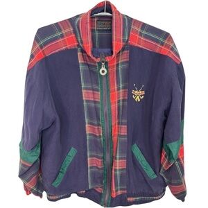 VINTAGE Mureli 90’s Patchwork Plaid Windbreaker Jacket with Embroidered Logo